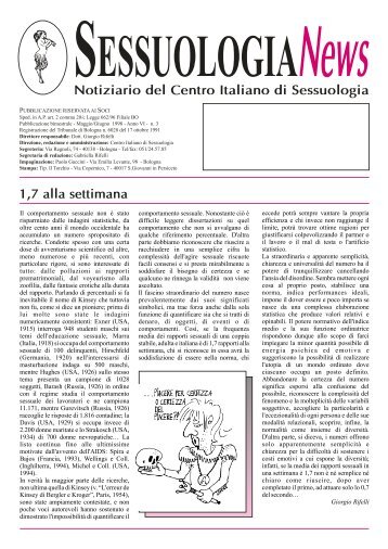 Notiziario del Centro Italiano di Sessuologia 1,7 alla settimana