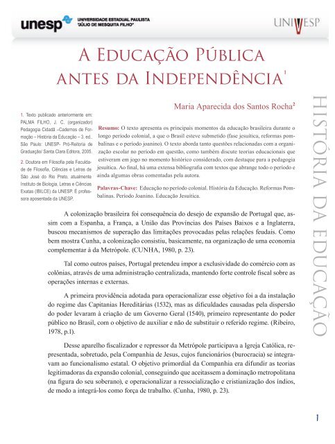 hist ó ria d a Educação - Acervo Digital da Unesp