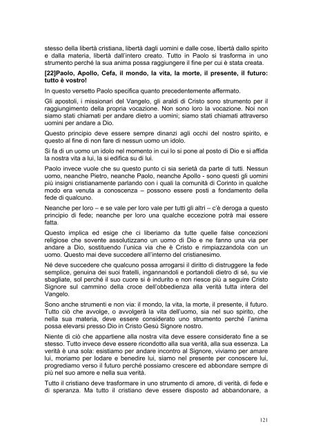 PRIMA LETTERA AI CORINZI - Parrocchia GOTTOLENGO