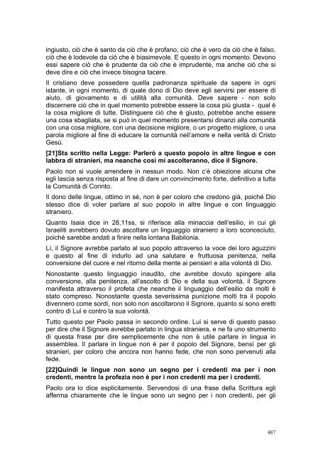 PRIMA LETTERA AI CORINZI - Parrocchia GOTTOLENGO