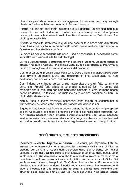 PRIMA LETTERA AI CORINZI - Parrocchia GOTTOLENGO