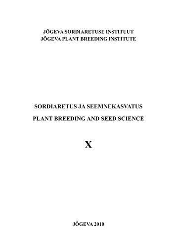 sordiaretus ja seemnekasvatus plant breeding and seed science