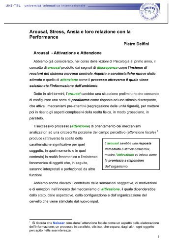 Arousal, Stress, Ansia e loro relazione con la ... - life and fitness