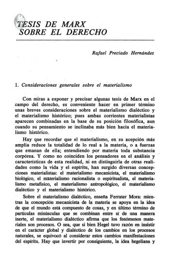 TESIS DE MARX SOBRE EL DERECHO