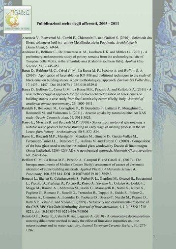 Pubblicazioni scelte degli afferenti, 2005 - 2011