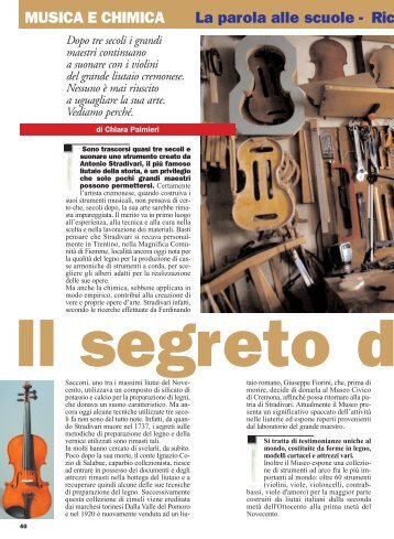 MUSICA E CHIMICA La parola alle scuole - Ric - Inca - Consorzio ...
