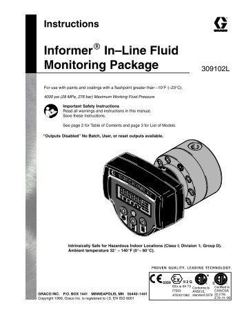 309102L Informer, In-Line Fluid Monitoring ... - Airspray-gun.com