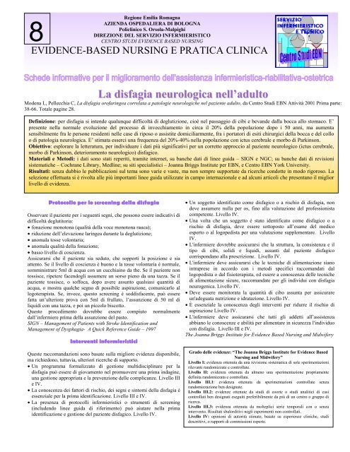 La disfagia neurologica nell'adulto