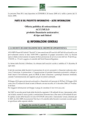 Documentazione su richiesta - AXA MPS