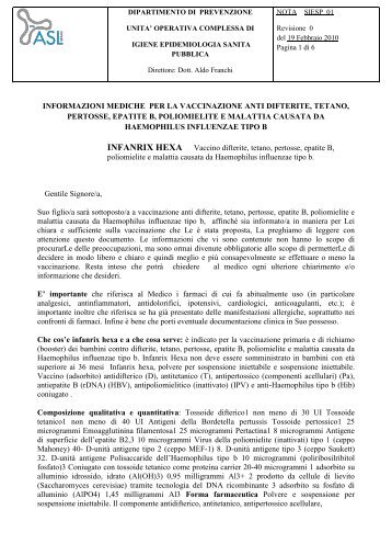 Informativa vaccinazione anti difterite, tetano ... - ASL Teramo