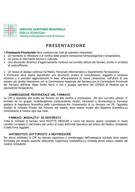 Prontuario terapeutico 2009 - Ausl