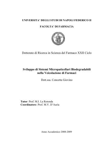 Dottorato di Ricerca in Scienza del Farmaco XXII Ciclo ... - FedOA