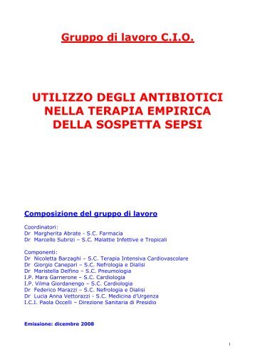 utilizzo degli antibiotici nella terapia empirica della sospetta sepsi