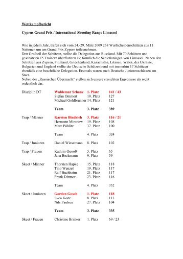 Wettkampfbericht Cyprus Grand Prix / International Shooting Range ...