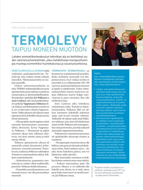 Lamboree-asiakaslehti 1/2011 - Lahden ammattikorkeakoulu