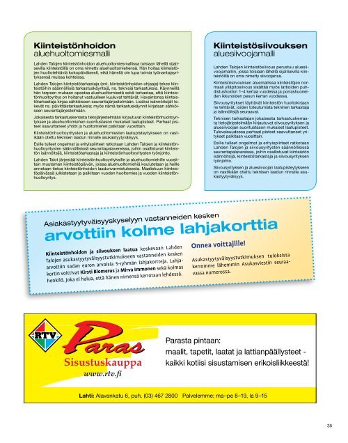 Asukasviesti 3/2012, 15-vuotisjuhlanumero - Lahden Talot Oy