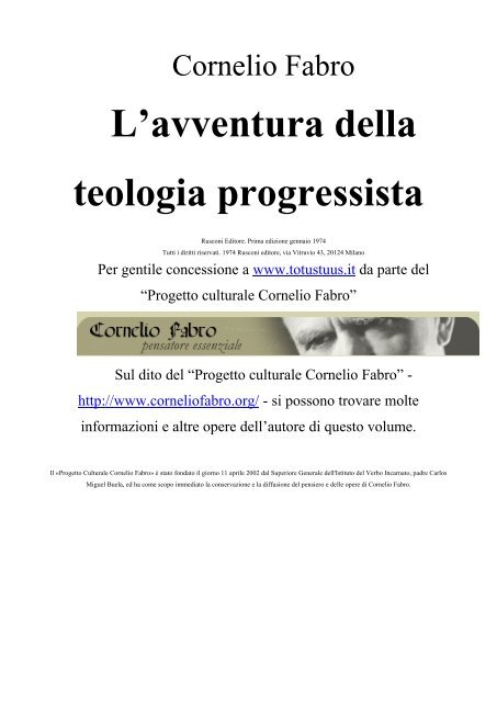 L'avventura della teologia progressista - Sito in costruzione