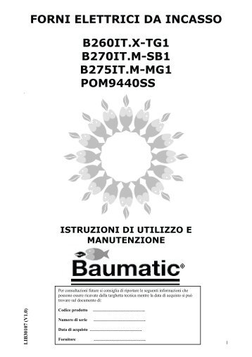 FORNI ELETTRICI DA INCASSO B260IT.X-TG1 B270IT.M-SB1 ...