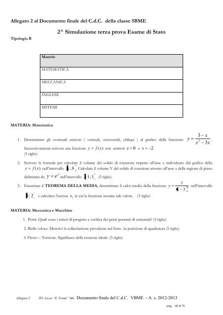 classe 5BME - Fermi