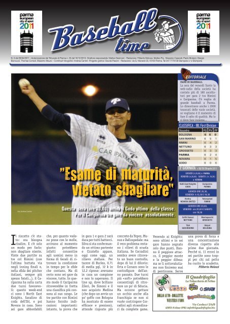 Esame di maturità, vietato sbagliare" - Parma Baseball