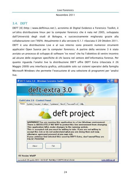 Live Forensics - Dipartimento di Informatica ed Applicazioni ...