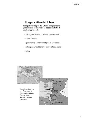 I Lagerstӓtten del Libano - Università dell'Insubria