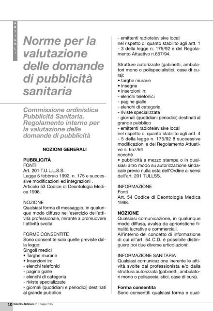 Maggio 2006 - Ordine dei Medici di Bologna