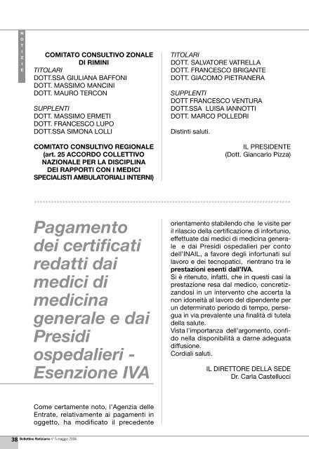 Maggio 2006 - Ordine dei Medici di Bologna