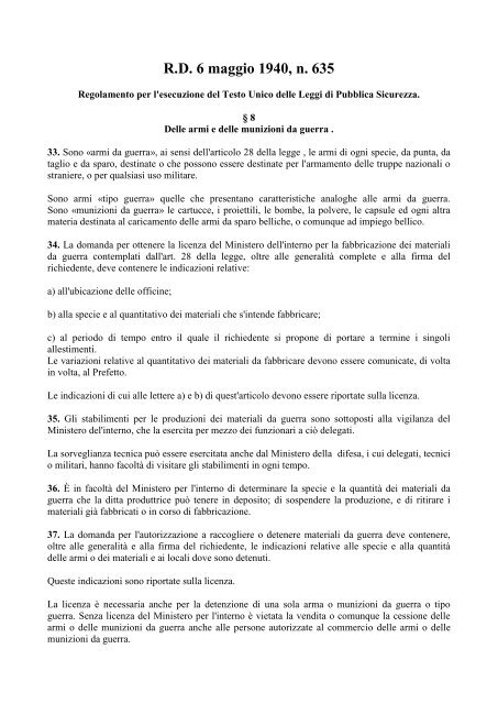 regolamento tulps - tiro a segno nazionale bologna