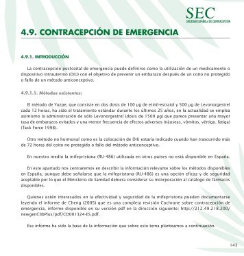 4.9. CONTRACEPCIÓN DE EMERGENCIA - Sociedad Española de ...