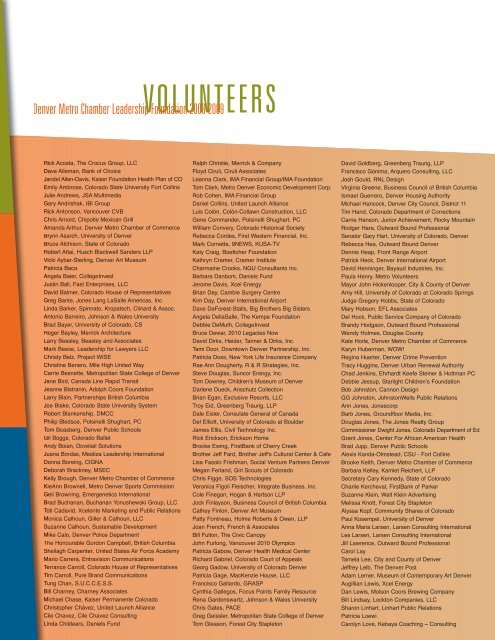 VOLUNTEERS - Denver Metro Chamber Leadership Foundation