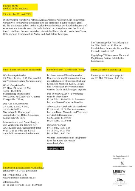 Flyer - Kunstverein Pforzheim im Reuchlinhaus eV