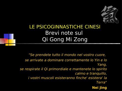 Brevi note sul Qi Gong Mi Zong - Agopuntura.org