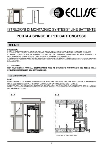 Syntesis® line battente - porta a spingere per cartongesso - Eclisse