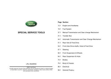 Special Service Tools - Eng