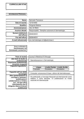 curriculum vitae - aslromaa.it