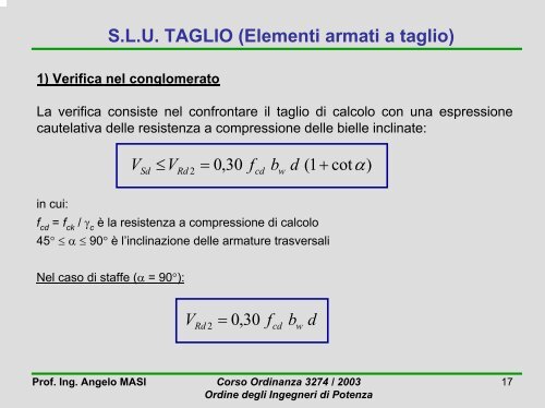 Gli stati limite ultimi per sollecitazioni da taglio - CRIS