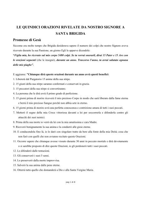 Orazioni di Santa Brigida (1 anno) - Larcadellalleanza.org