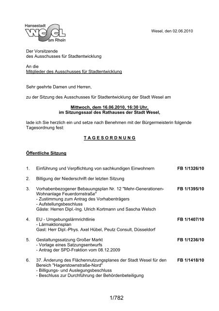 Vorlage zur Sitzung vom 16.06.2010 - Wesel