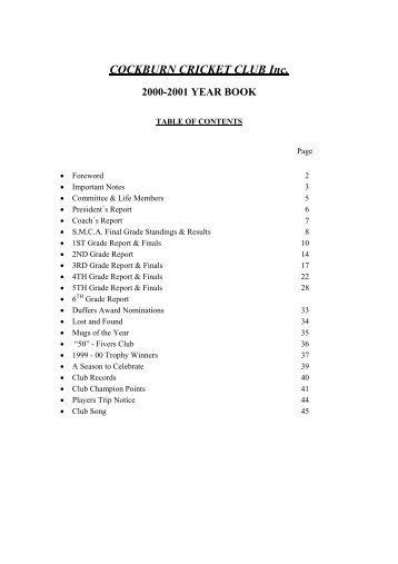 Download 2000/2001 Year Book - Cockburn Cricket Club
