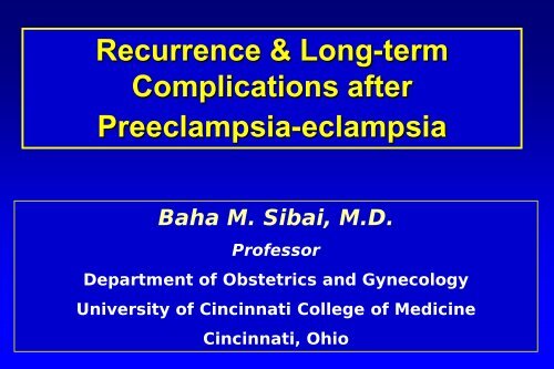Recurrence & Long-term Complications after Preeclampsia-eclampsia