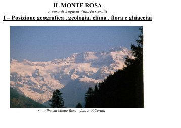 Monte Rosa II - Posizione geografica, geologia, clima ,vegetazioe e ...