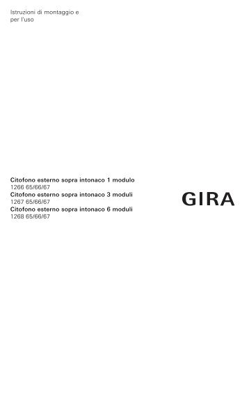 Istruzioni di montaggio e per l'uso Citofono ... - Download - Gira