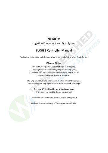 NETAFIM FLORI 1 Controller Manual - Thewatershed.biz