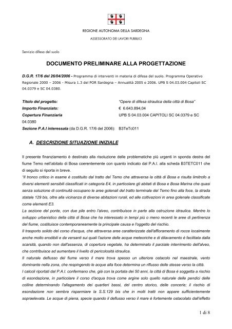 Documento preliminare alla progettazione - Regione Autonoma ...