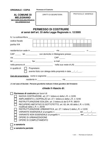 PDC - permesso di costruire - Comune di Melegnano