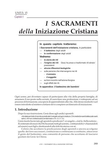 I SACRAMENTI della Iniziazione Cristiana - Didaskaleion