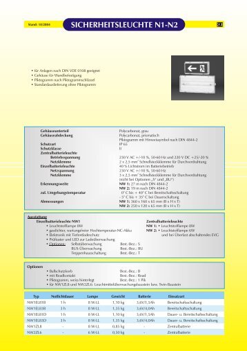 SICHERHEITSLEUCHTE N1-N2