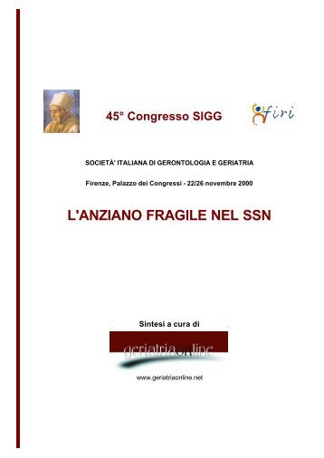 L'ANZIANO FRAGILE NEL SSN - Geriatriaonline