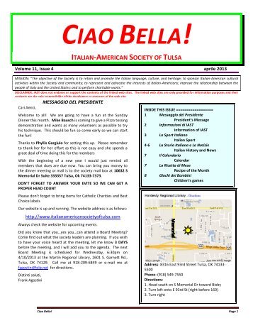 Newsletter April-2013 - Italian-American Society of Tulsa